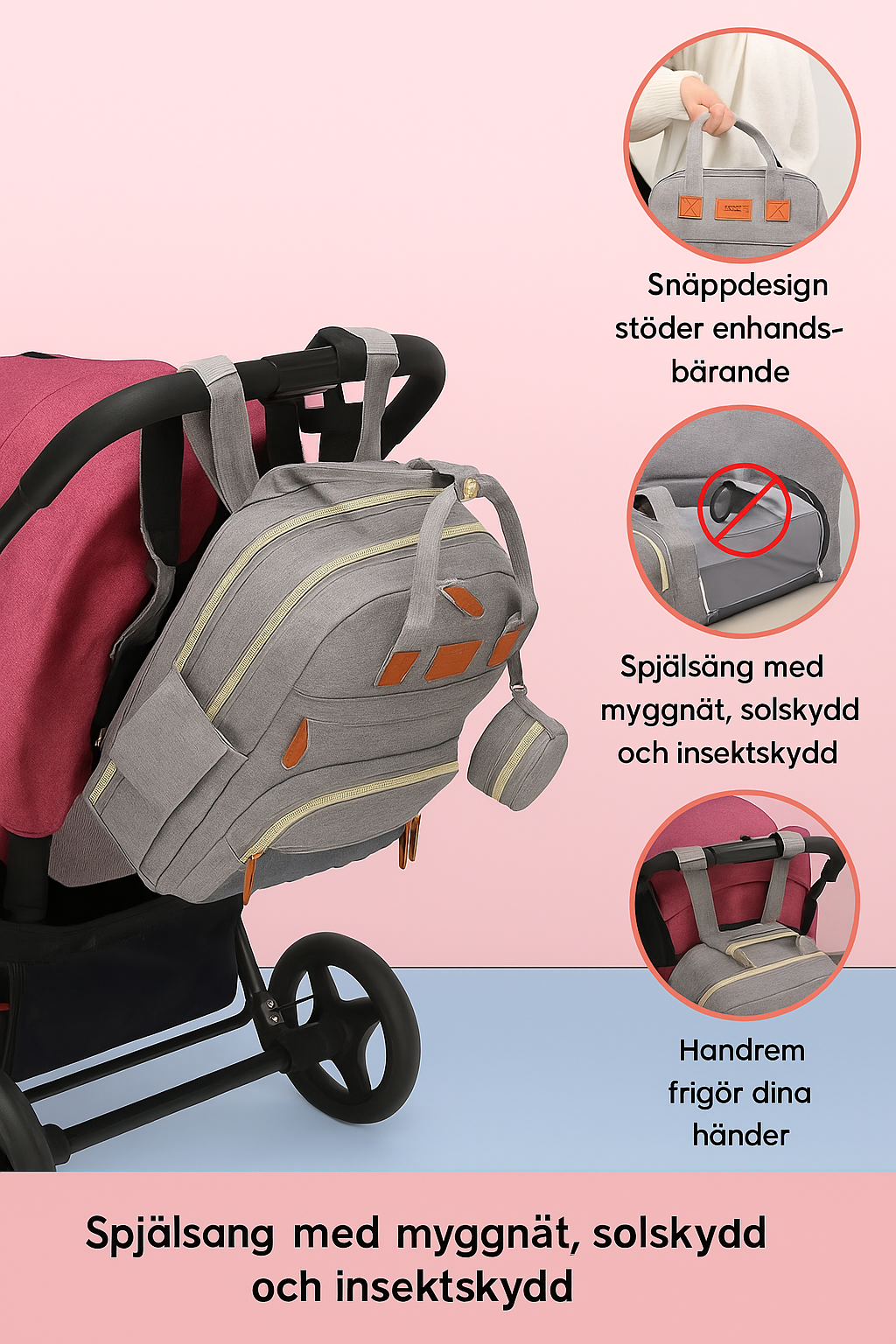 BEBYOO skötväska 3 i 1 – Praktisk ryggsäck för föräldrar